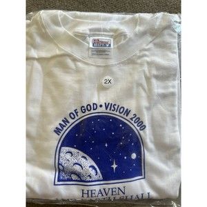 Vintage Hanes Beefy Men’s White T Shirt Man of GOD Vision 2000‎ Matthew Sz 2XL